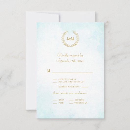 Elegante Ombre Minimalistische Monogram Maaltijdke RSVP Kaartje (Voorkant)