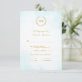Elegante Ombre Minimalistische Monogram Maaltijdke RSVP Kaartje (Staand voorkant)