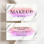 Elegante ombre paarse glitter marmeren make-up & h visitekaartje