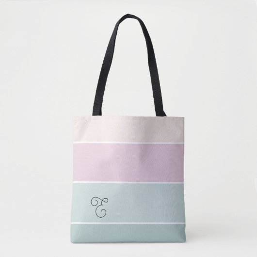 Elegante Ombre Roze Groen Aangepaste Monogram Tote Bag (Voorkant)