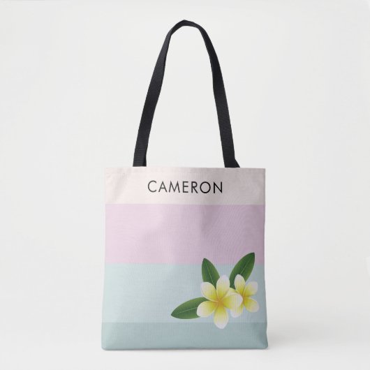 Elegante Ombre Roze Groene Frangipani Bloem Custom Tote Bag (Voorkant)