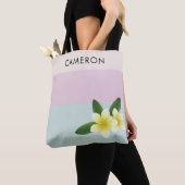 Elegante Ombre Roze Groene Frangipani Bloem Custom Tote Bag (Dichtbij)