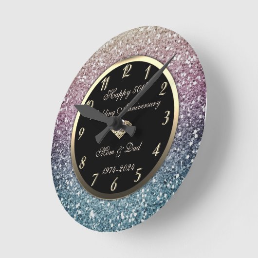 Elegante Ombre Sequins 50ste bruiloft Jubileum Ronde Klok (Hoek)