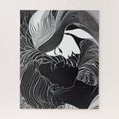 Elegante omhelzing: zwart & wit liefdesverhaal legpuzzel (Verticaal)