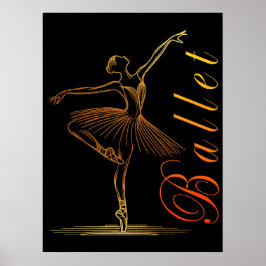 Elegante omtrek van een ballerina die ballet uitvo poster