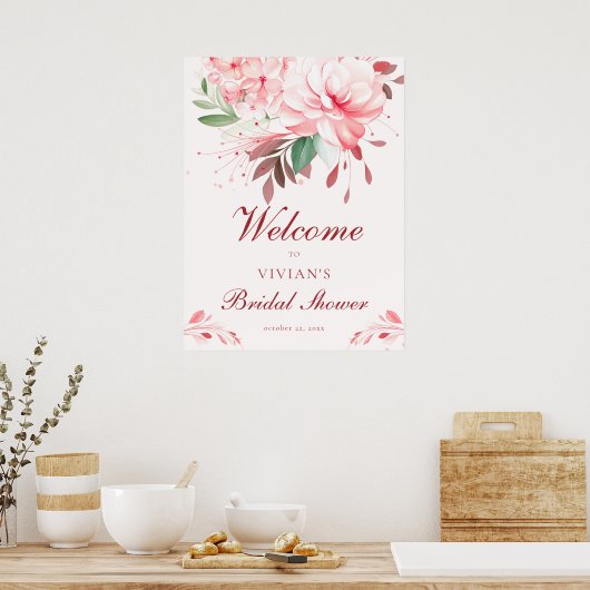 Elegante onberispelijke Sakura Roze Bruiloft Welko Poster (Keuken)