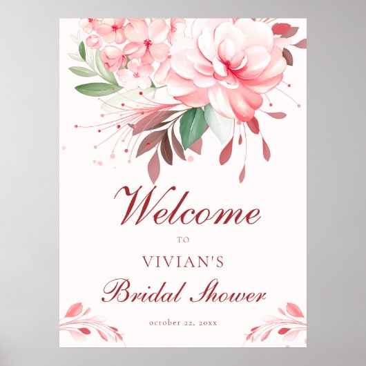 Elegante onberispelijke Sakura Roze Bruiloft Welko Poster (Voorkant)