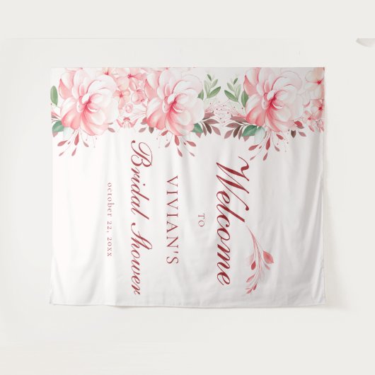 Elegante onberispelijke Sakura Roze Bruiloft Welko Wandkleed (Voorkant (horizontaal))