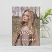 Elegante One Photo Afstuderen Announcement Kaart (Staand voorkant)