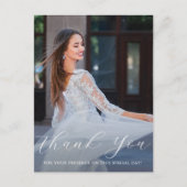 Elegante One Photo Quinceanera Blauw Bloemen Scrip Briefkaart (Voorkant)