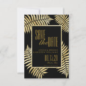 Elegante onechte goudbladvaren Save The Date Kaart (Voorkant)