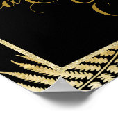 Elegante onechte gouden blad varen bruiloft poster (Hoek)