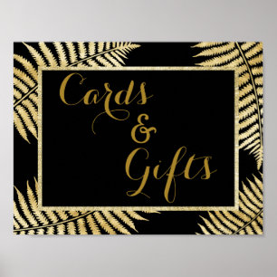 Elegante onechte gouden blad varen bruiloft poster