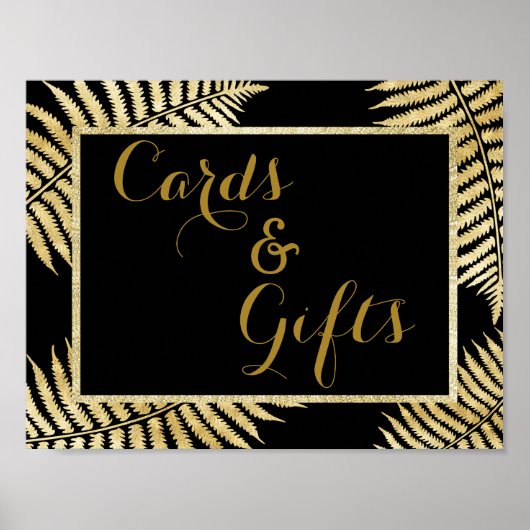 Elegante onechte gouden blad varen bruiloft poster (Voorkant)