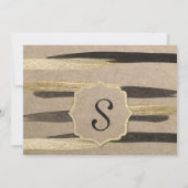 Elegante onechte gouden en zwarte verfstreken save the date (Achterkant)