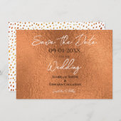 Elegante onechte koperen metalen textuur bruiloft save the date (Voorkant / Achterkant)