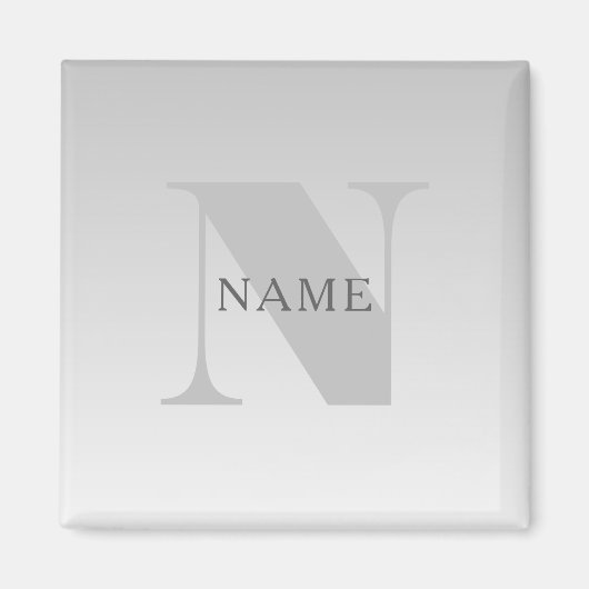Elegante onechte zilvergrijze verloop monogram kla magneet (Voorkant)