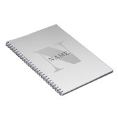 Elegante onechte zilvergrijze verloop monogram kla notitieboek (Rechterzijde)