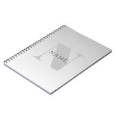 Elegante onechte zilvergrijze verloop monogram kla notitieboek (Linkerzijde)
