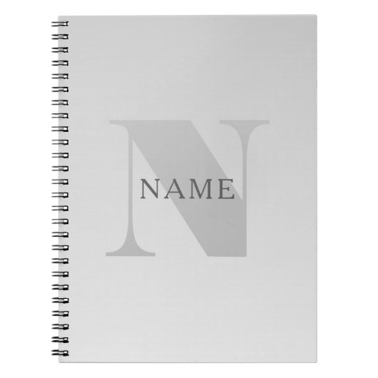 Elegante onechte zilvergrijze verloop monogram kla notitieboek (Voorkant)