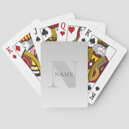 Elegante onechte zilvergrijze verloop monogram kla pokerkaarten (Achterkant)