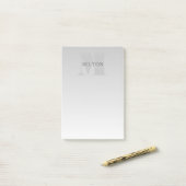 Elegante onechte zilvergrijze verloop monogram kla post-it® notes (Op bureau)