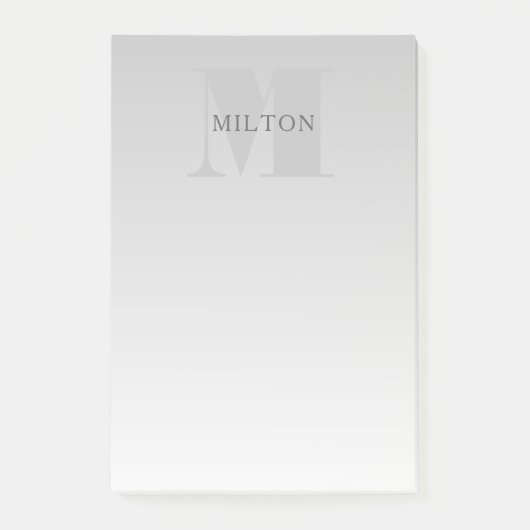 Elegante onechte zilvergrijze verloop monogram kla post-it® notes (Voorkant)
