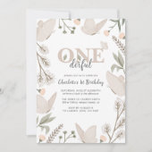 Elegante Onederful Butterfly Floral 1e Verjaardag Kaart (Voorkant)