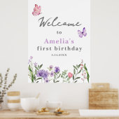 Elegante Onederful Wildflower 1st Verjaardag Welko Poster (Keuken)