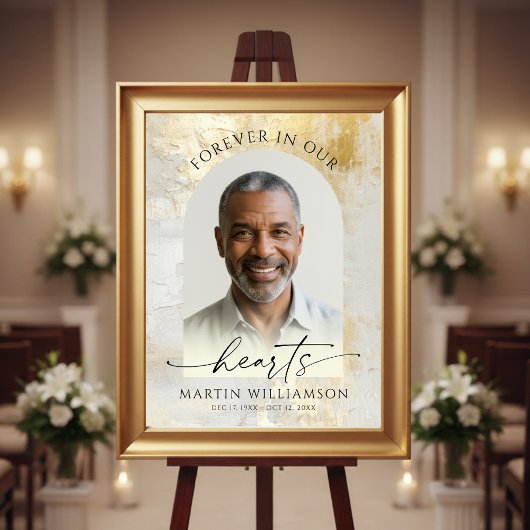 Elegante Oneindige Harten Foto Script Goud Uitvaar Poster