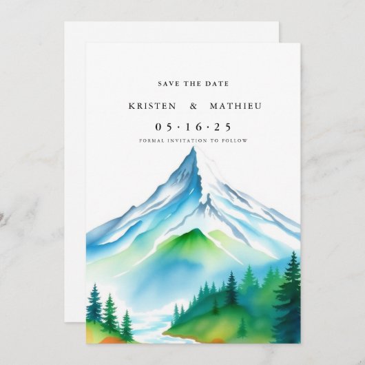 Elegante online berg save the date (Voorkant / Achterkant)