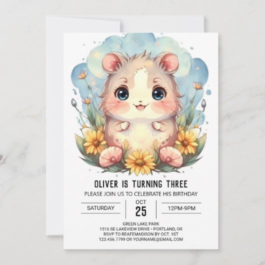 Elegante online hamster verjaardag kaart (Voorkant)