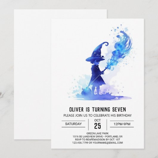 Elegante online magische verjaardag kaart (Voorkant / Achterkant)