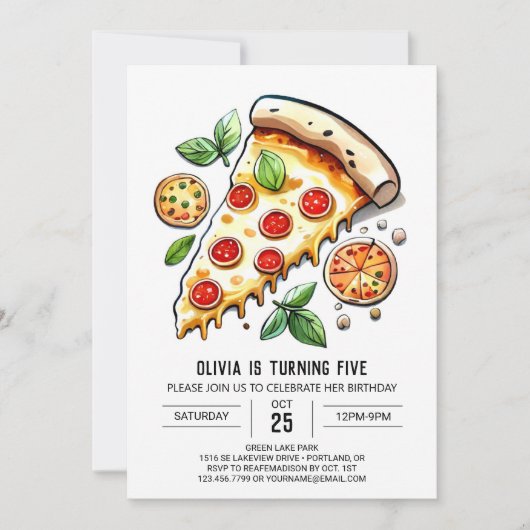 Elegante online pizza verjaardag kaart (Voorkant)