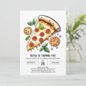 Elegante online pizza verjaardag kaart (Staand voorkant)