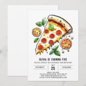 Elegante online pizza verjaardag kaart (Voorkant / Achterkant)