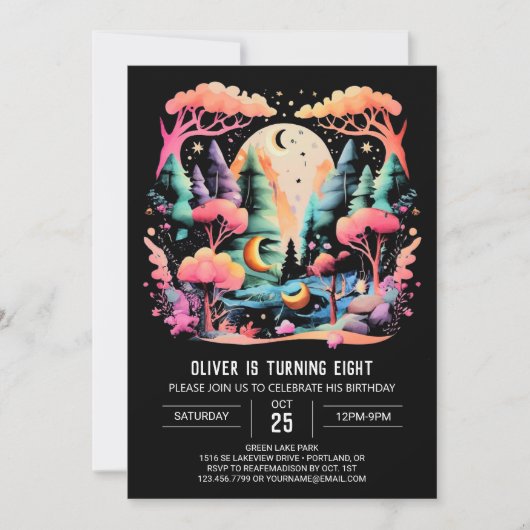 Elegante Online Woodland Verjaardag Kaart (Voorkant)