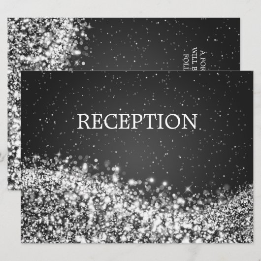 Elegante Ontvangst Glanzende Golf Zwart Kaart (Voorkant / Achterkant)