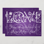 Elegante Ontvangst Ster Liefde Bloei Paars Kaart (Voorkant / Achterkant)
