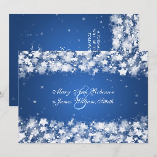 Elegante Ontvangst Ster Verbluffende Sterren Blauw Kaart (Voorkant / Achterkant)