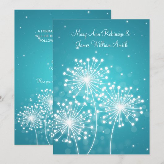 Elegante ontvangst Zomer Glans Turquoise Kaart (Voorkant / Achterkant)