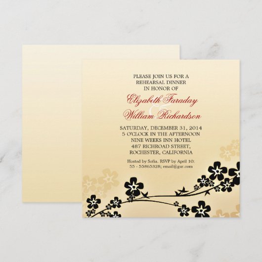 Elegante ontwerp repetitie diner uitnodigingen (Voorkant / Achterkant)