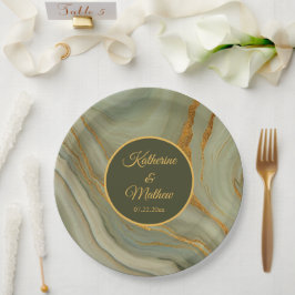 Elegante Onyx Steen Met Goud  Papieren Bordje