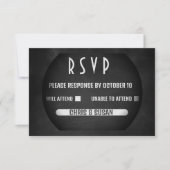 Elegante Onyx Zwart-Wit RSVP Ca Kaartje (Voorkant)
