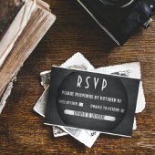 Elegante Onyx Zwart-Wit RSVP Ca Kaartje
