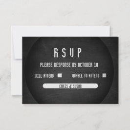 Elegante Onyx Zwart-Wit RSVP Ca Kaartje