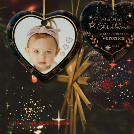 Elegante Onze Eerste Kerstmis als Grootouders Foto Keramisch Ornament
