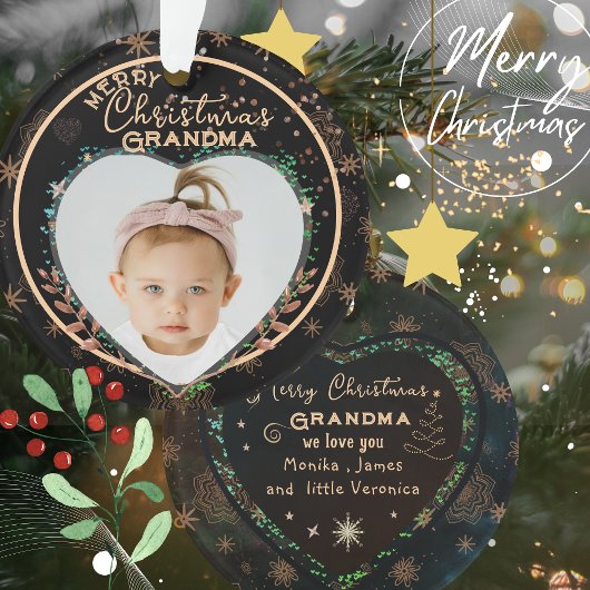 Elegante Onze Eerste Kerstmis als Grootouders Foto Ornament