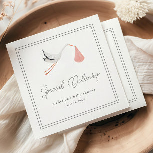 Elegante Ooievaar Baby Shower Servet