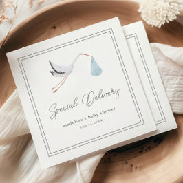 Elegante Ooievaar Baby Shower Servet